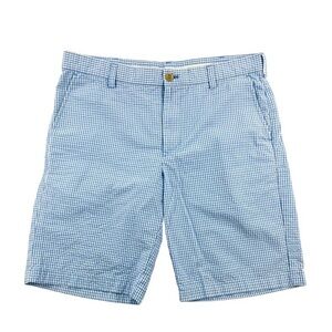 IZOD Golf Shorts 34 Men's Blue & White Checkered Gingham Style Lightweight 10597